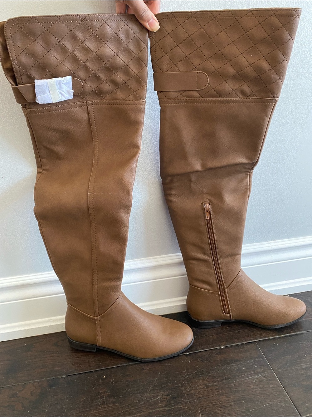 Call It Spring Women's Over-The-Knee Quilted Shaft Boots in Brown